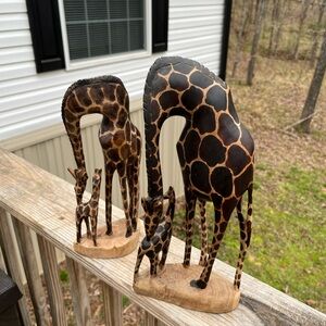 Handcrafted Giraffe Family Figurines. Set of two measuring 1-13” & 1-12”?tall.